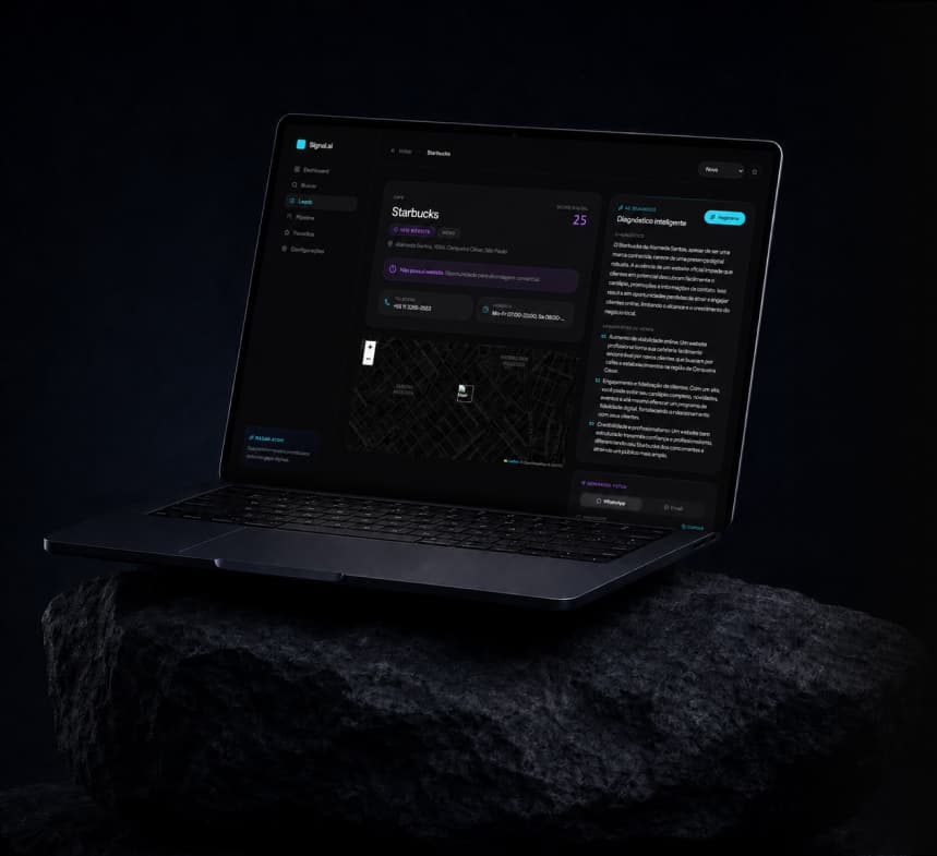 Mockup da interface do projeto Signal AI - Website